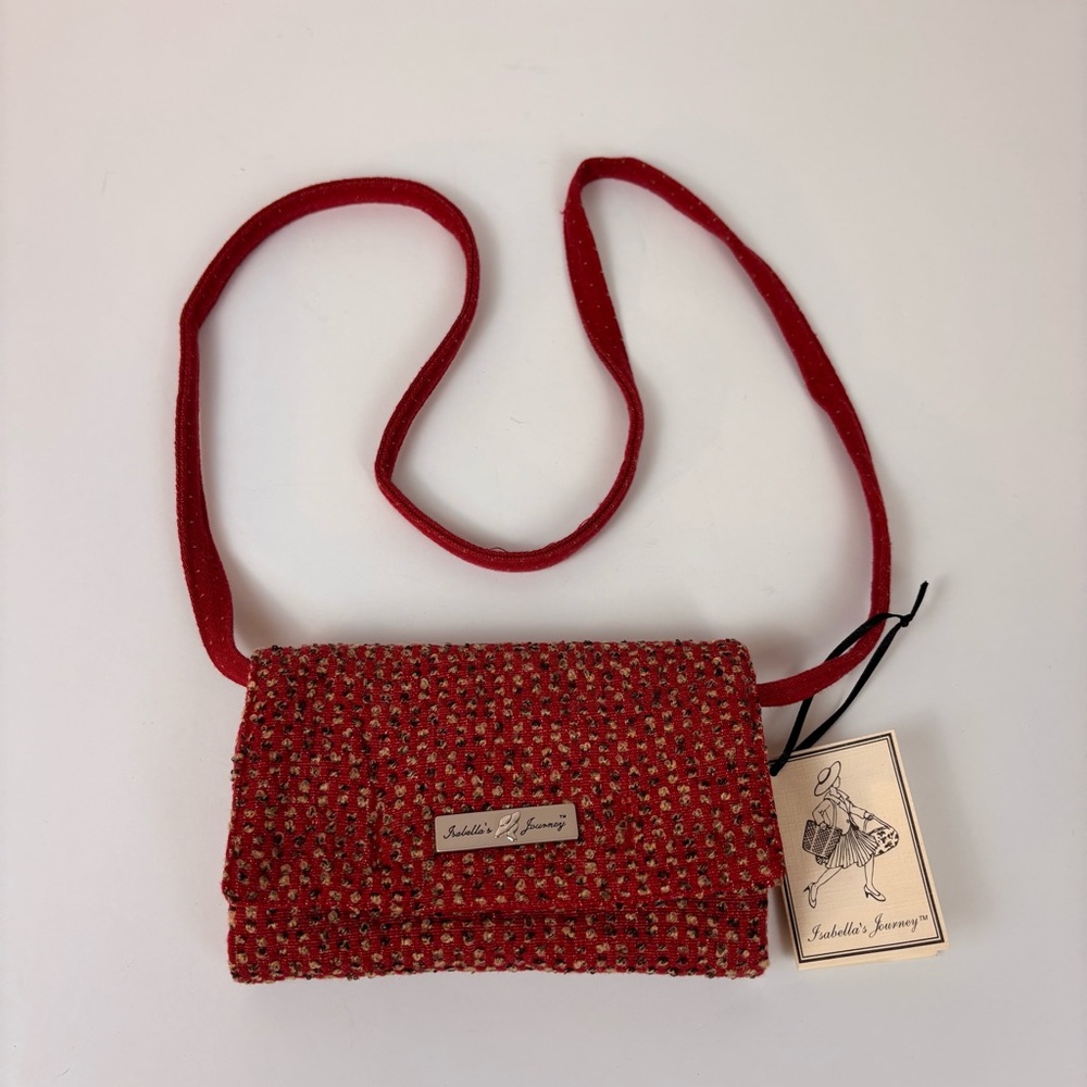 Isabella's Journey Crossbody Bag Textured Cobblestone Wallet with Strap Red - Picture 2 of 16